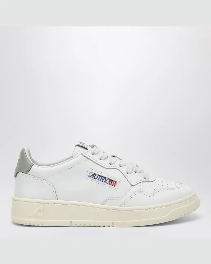 AUTRY Medalist Low Sneakers aus weißem/grasgrünem Leder White