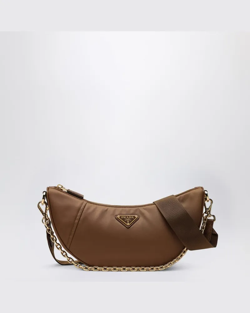 Prada Demi-Lune Schultertasche brandy aus Re-Nylon Braun