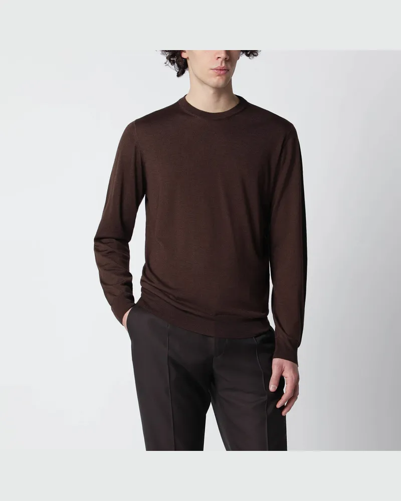 Drumohr  Schokoladenbrauner Wollpullover Brown