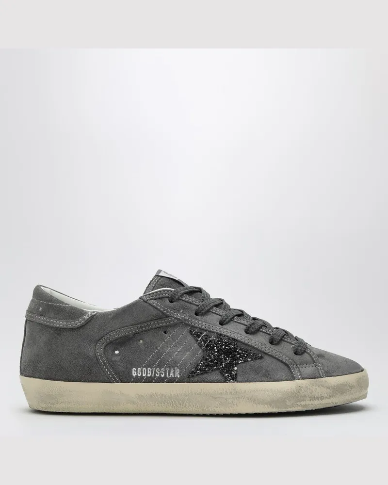Golden Goose Super-star Sneaker aus anthrazitgrauem Veloursleder Grau
