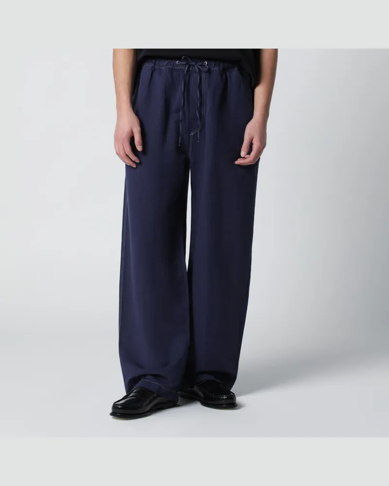 Studio Nicholson Sonny Hose indigoblau aus Baumwolle und Leinen Blue
