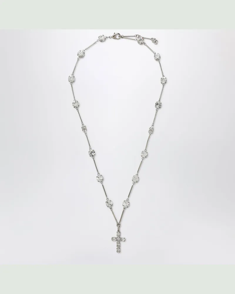 Dolce & Gabbana Rosenkranz-Halskette mit Strasskreuz aus Kristall Metal