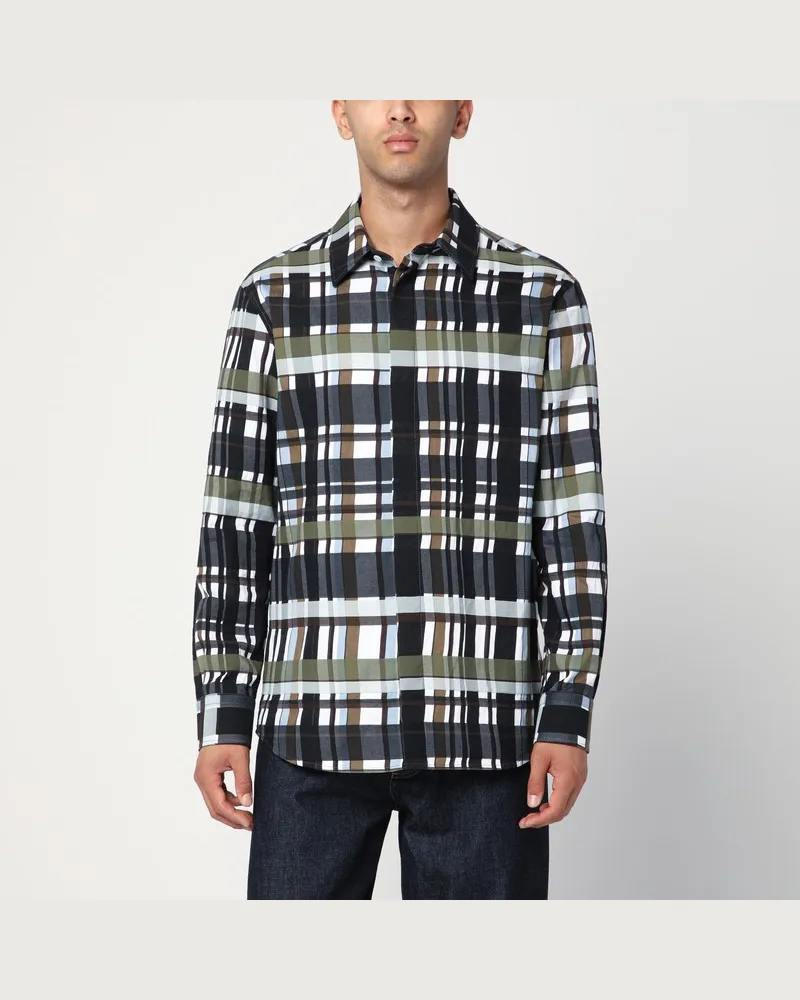 Bottega Veneta Hemd mit Karomuster in Grün/Schwarz/Weiß Grün