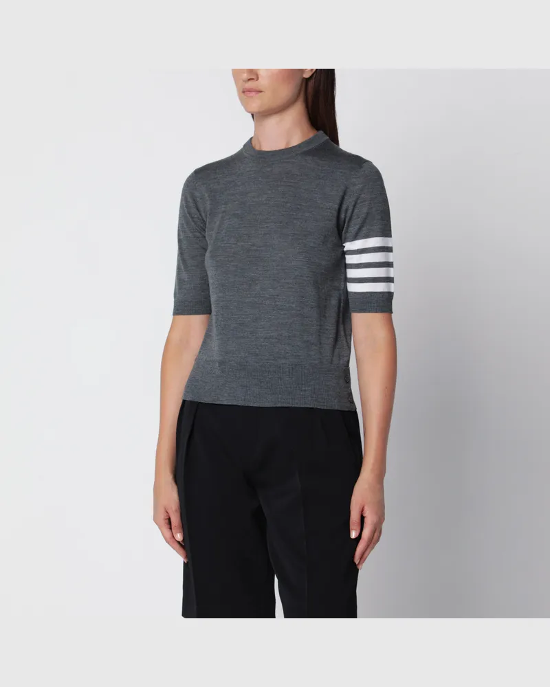 Thom Browne Grauer Pullover aus reiner Schurwolle Grey