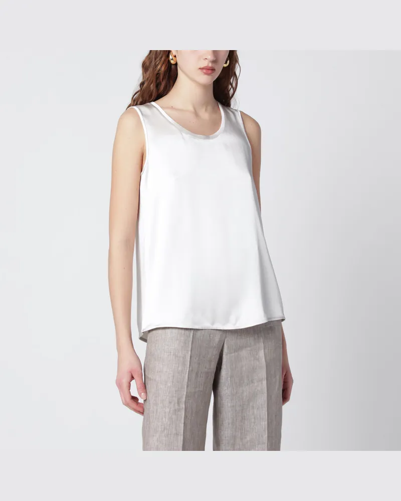 Max Mara Top aus elfenbeinfarbenem Satin Beige