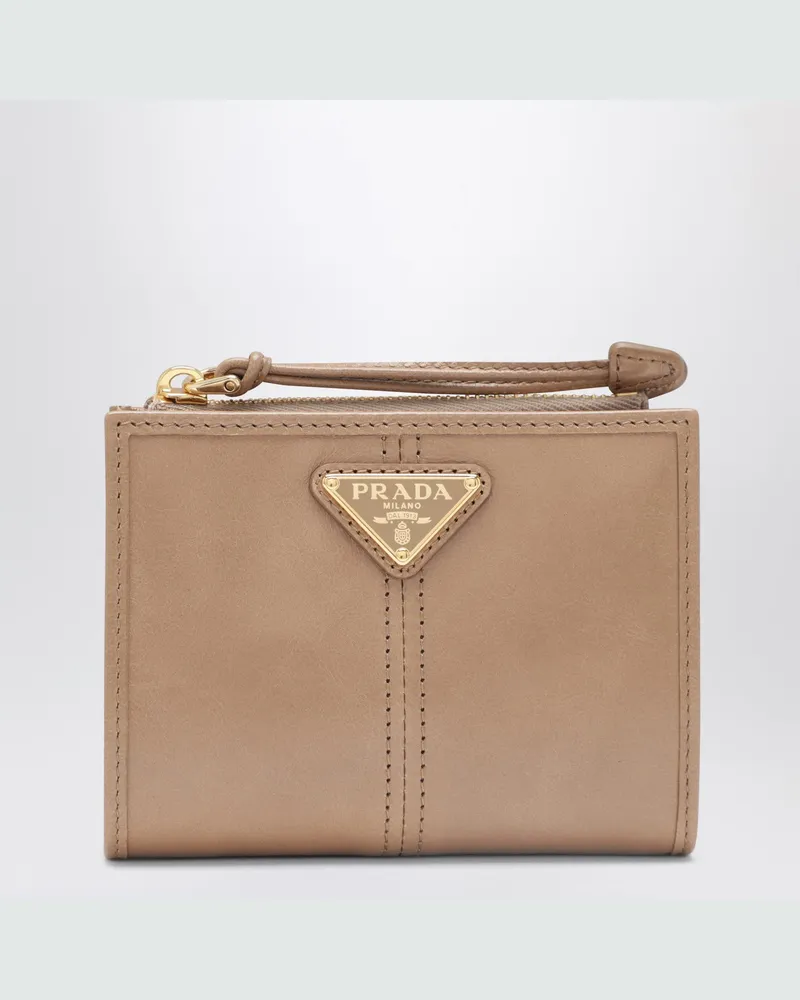 Prada Kleines hellrosa Lederportemonnaie Brown