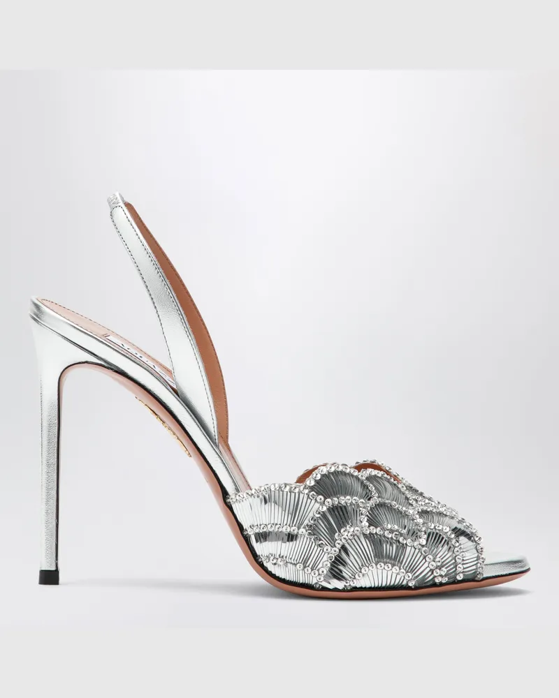 Aquazzura Ce Soir Sandalen in Silber aus Nappaleder Metal