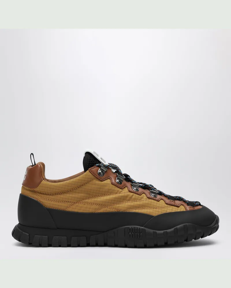 Miu Miu Sneakers aus technischem Ripstop-Gewebe, Senfgelb Yellow
