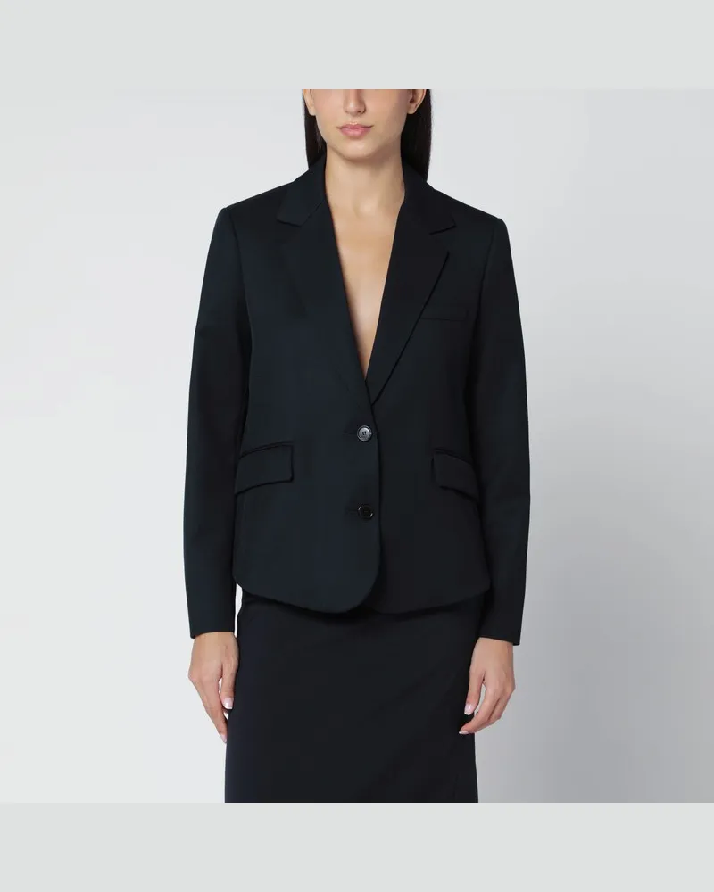 Loewe Marineblauer zweireihiger Wollmantel Blau