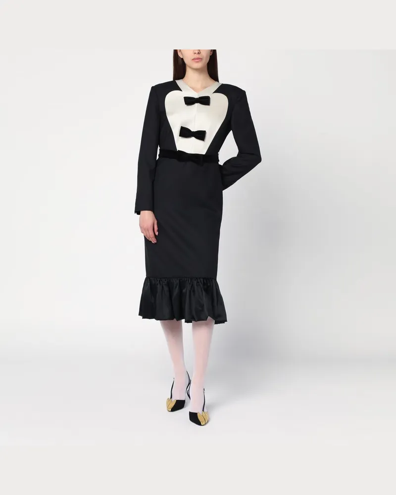 Valentino Garavani Schwarzes Midikleid aus Wolle mit Schleifen Schwarz