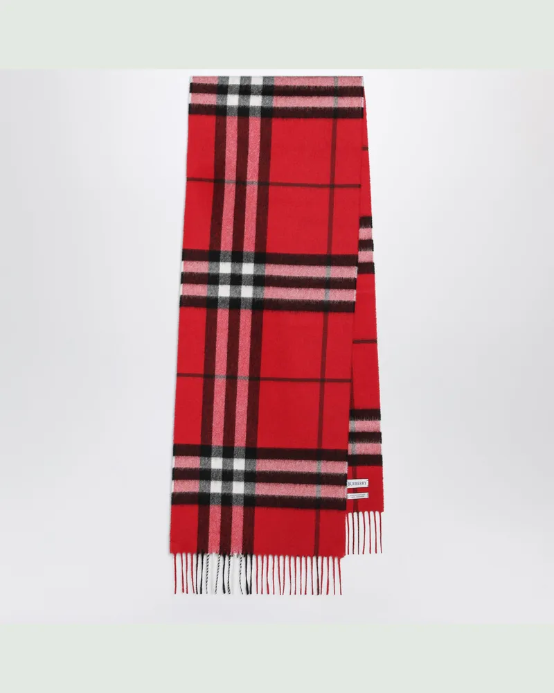 Burberry Kaschmirschal Check mit Fransen in Post Red Red