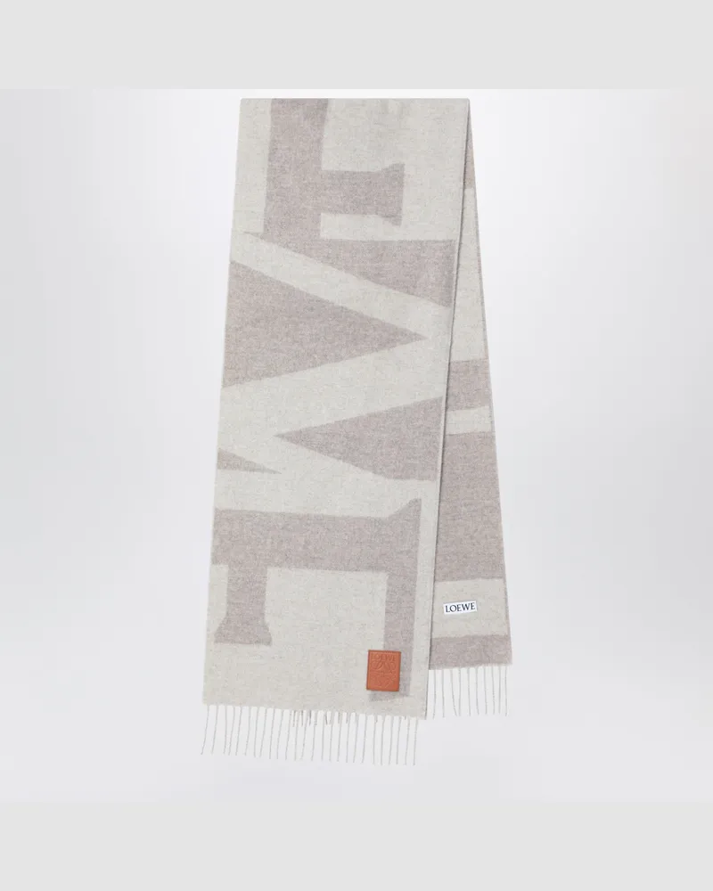 Loewe Hellgrauer Kaschmirschal mit Anagram Patch Grey