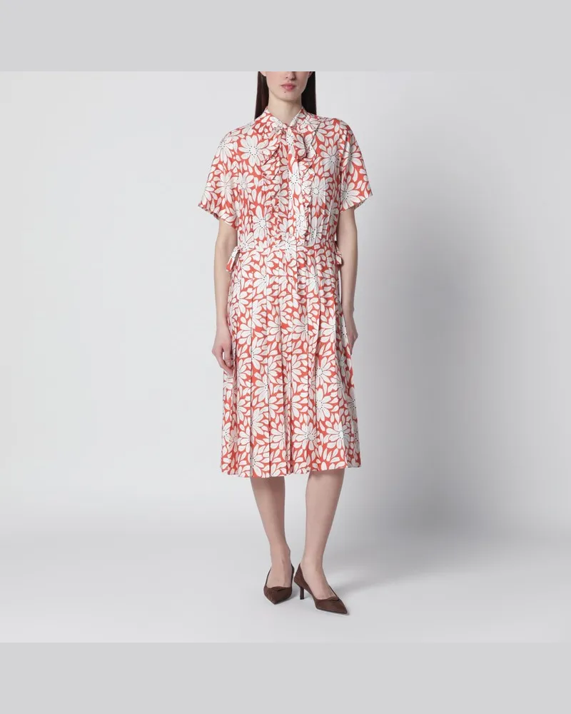 Prada Hemdblusenkleid mit floralem Muster Rot