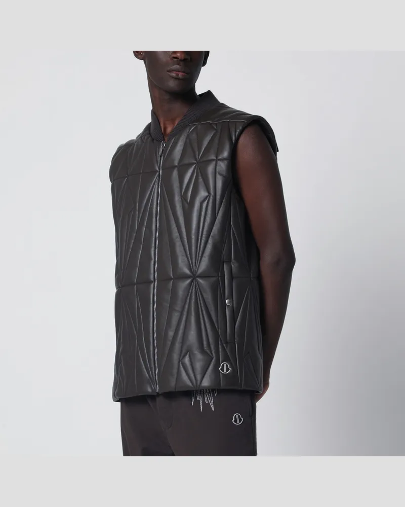 Moncler Braune Kunstleder-Weste mit Reißverschluss Brown