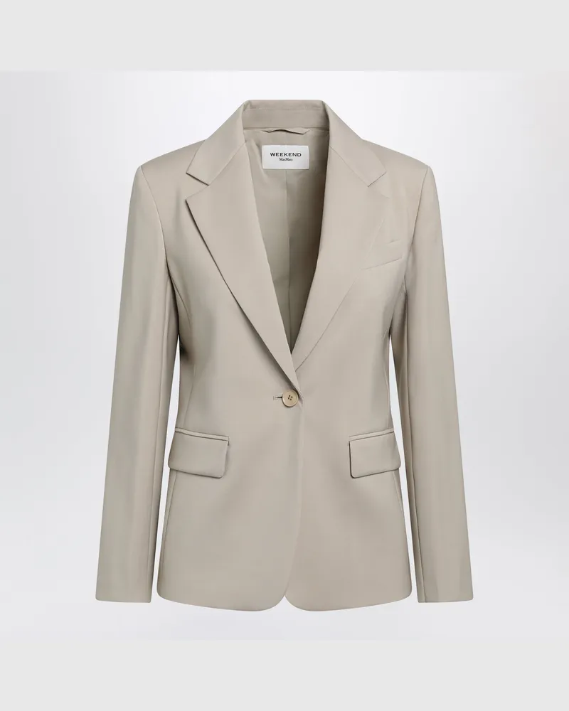 Max Mara Beige einreihige Jacke aus Wolle Beige