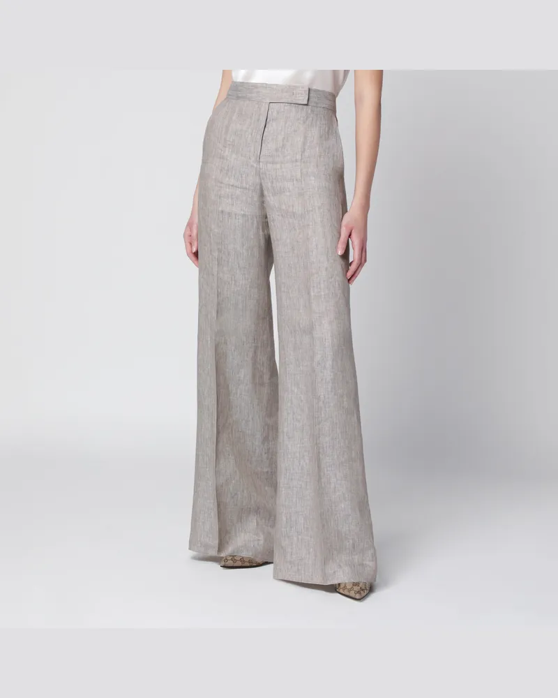 Max Mara Beige Hose aus Chevron-Leinen Beige