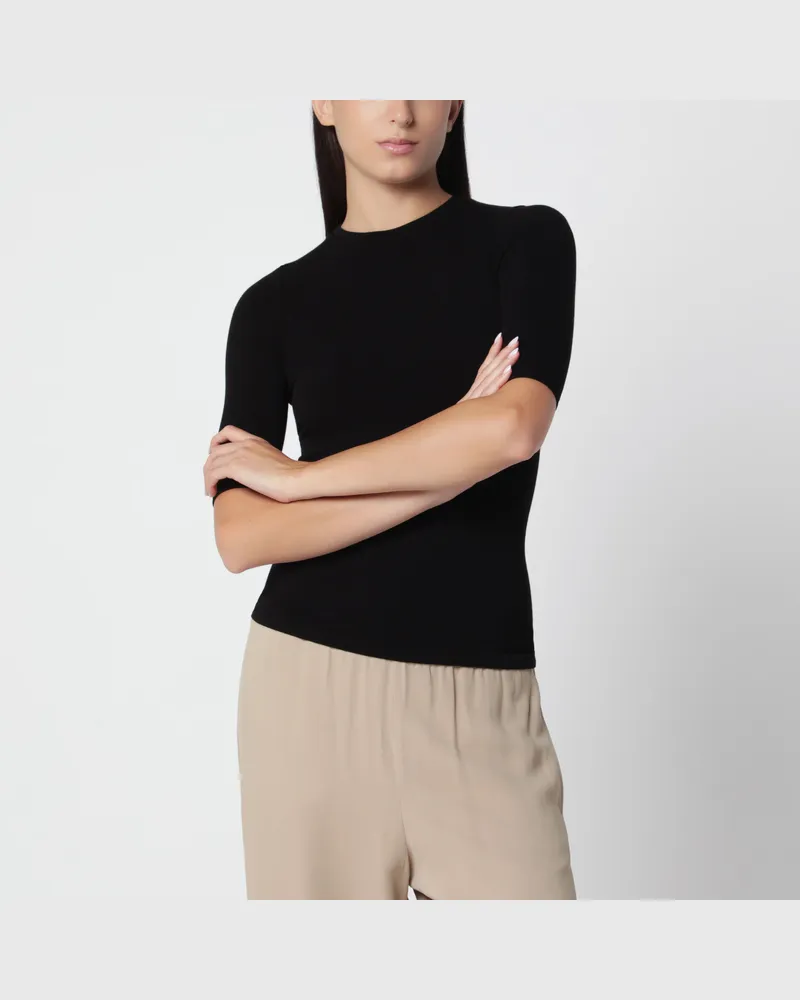 Totême Schwarzes, kompaktes Jersey-Top Black