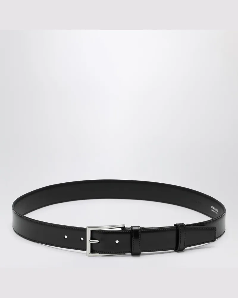 Prada Schwarzer Gürtel aus poliertem Leder Black