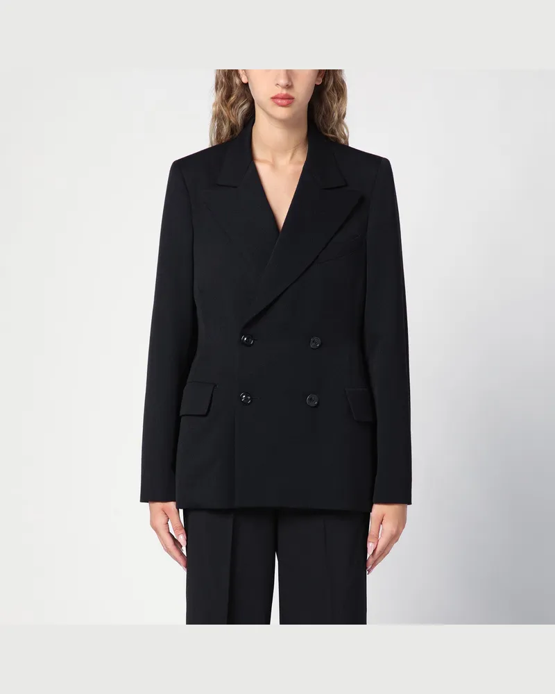 Maison Margiela Schwarze zweireihige Jacke aus Wolle Black