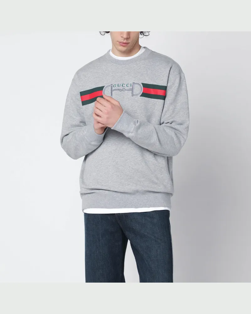 Gucci Graues Baumwolljersey-Sweatshirt mit Logo-Print Grey