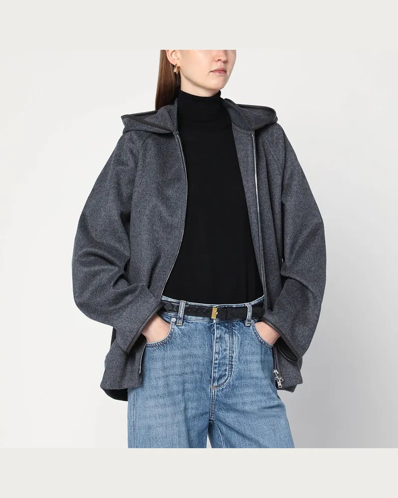 Bottega Veneta Graue Wolljacke mit Kapuze Grey