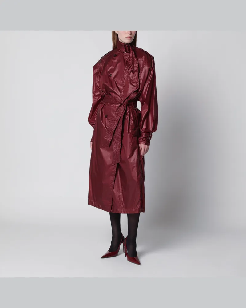 Saint Laurent Wasserabweisender Nylon-Trenchcoat in Bordeaux Burgundy