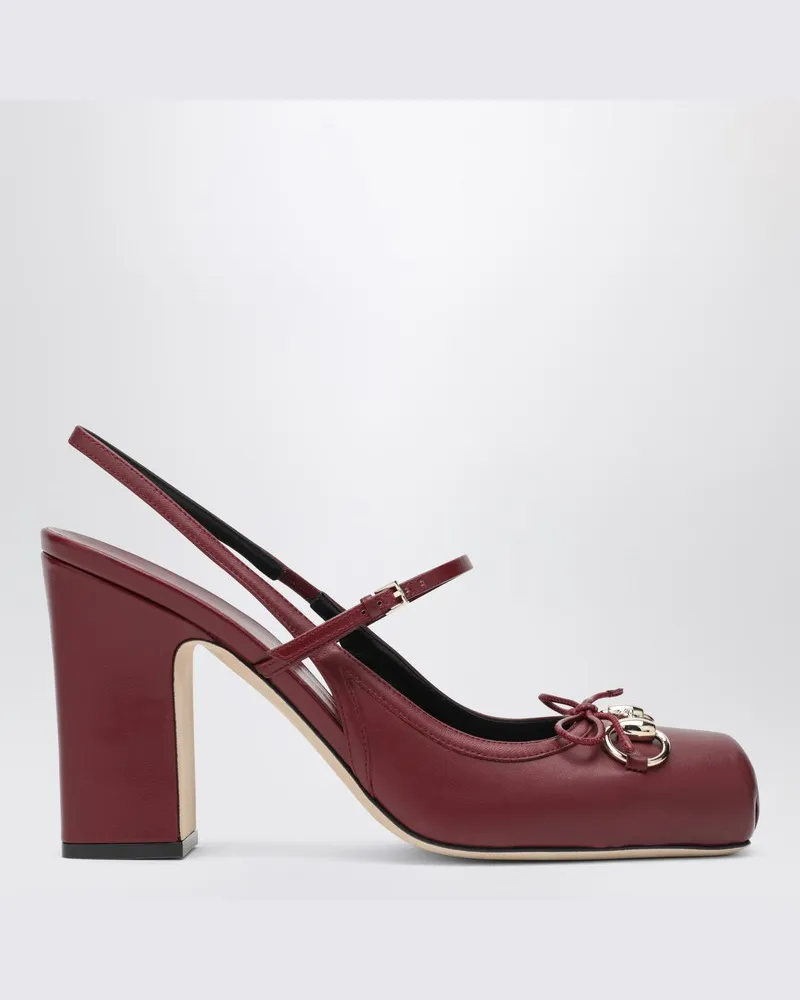 Gucci Rosso Ancora Slingback-Pumps mit Horsebit-Detail Burgunderrot