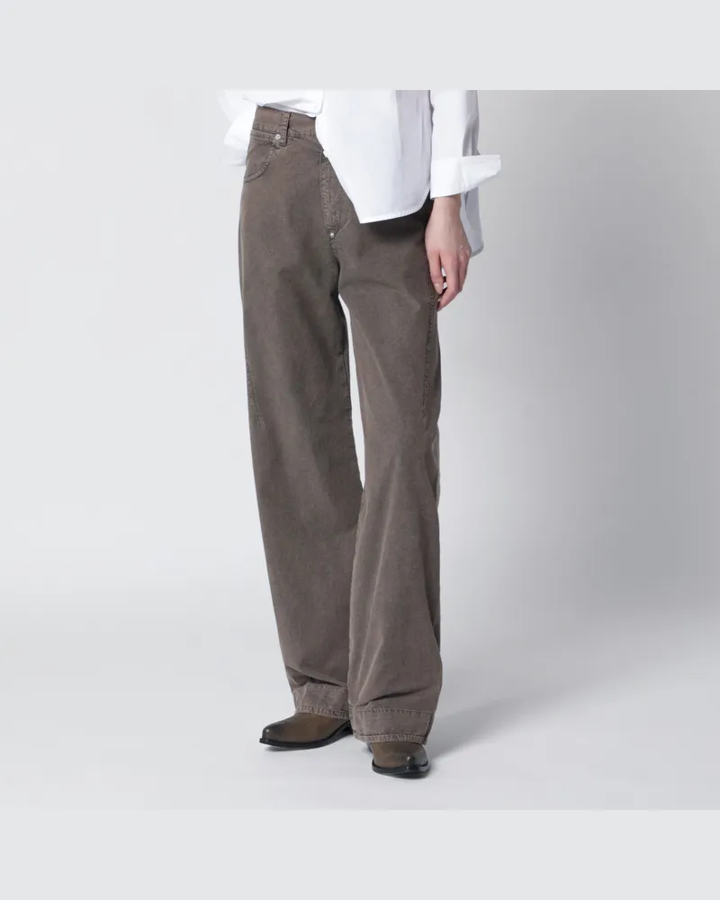 6397 Washed olive green wide-leg jeans Brown