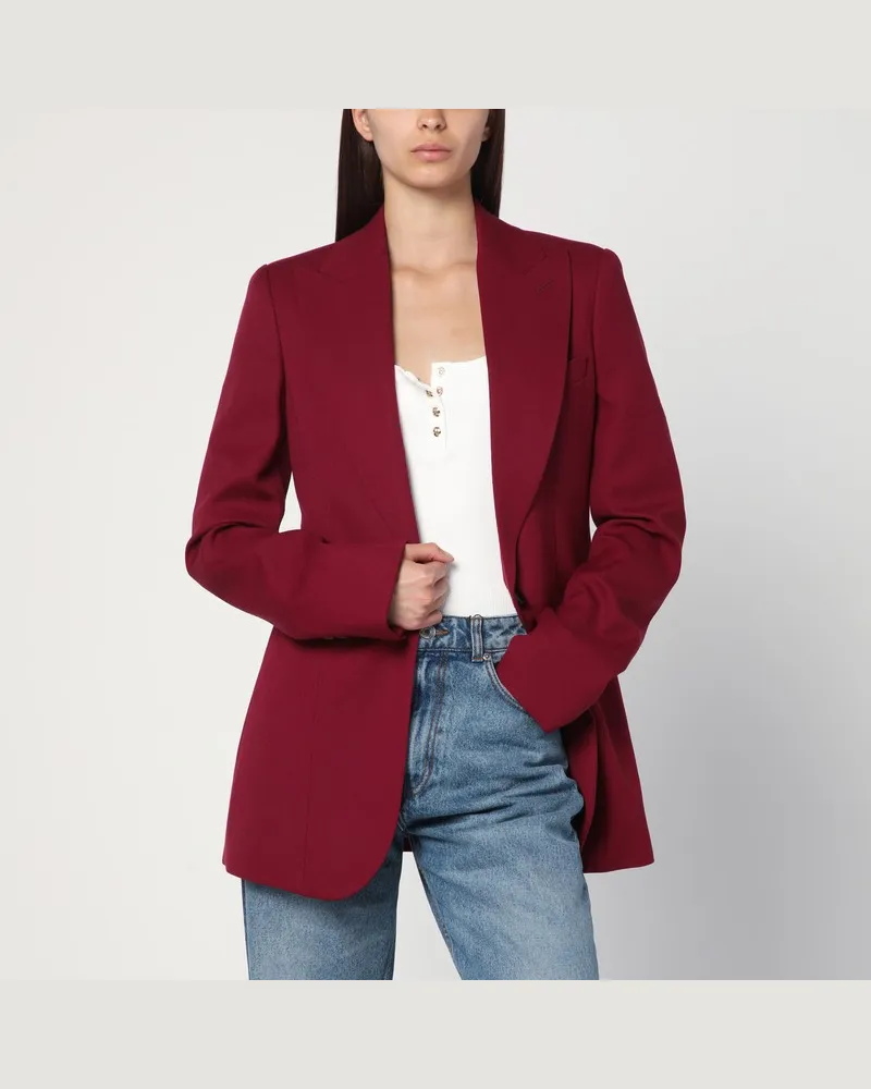 Stella McCartney Einreihiges Jackett aus jazzberryfarbener Wolle Rot