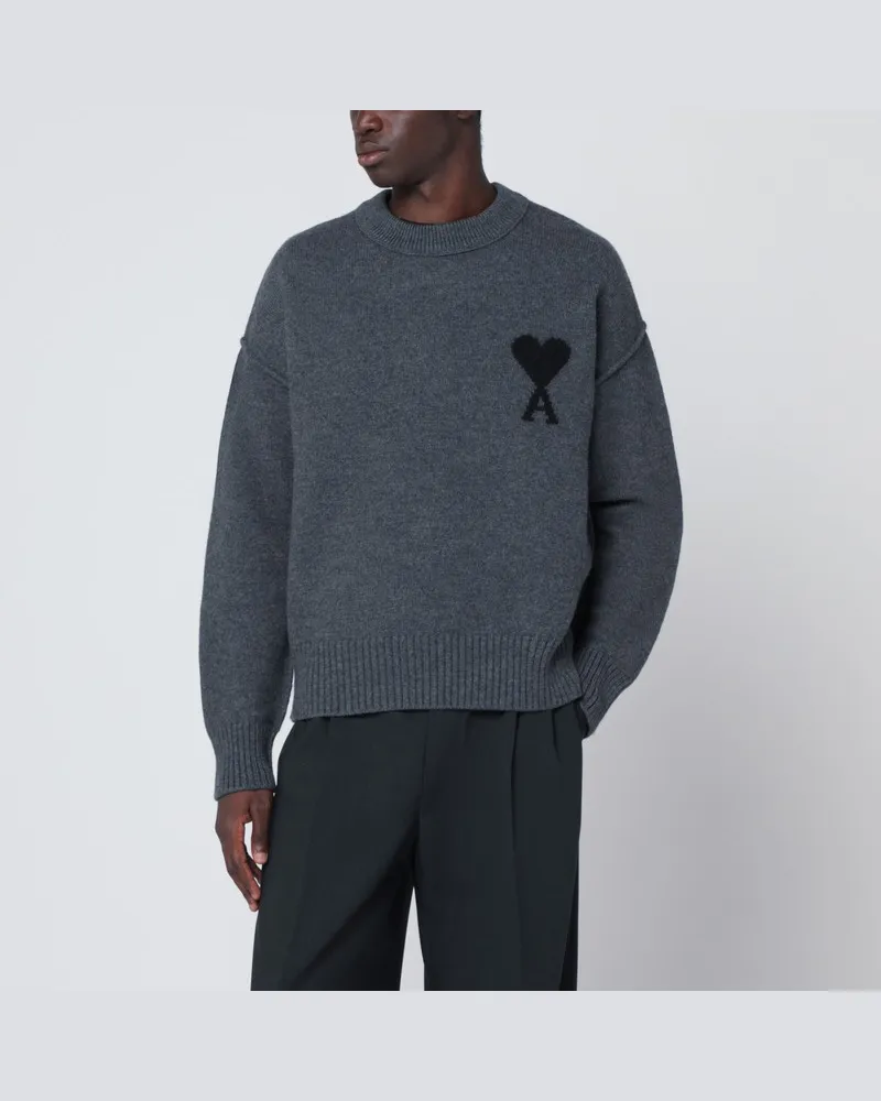 AMI Paris Dunkelgrauer Ami De Coeur Pullover Grau