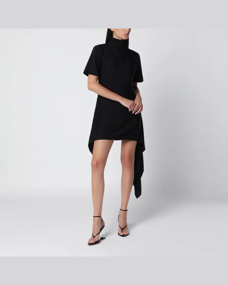 Alaïa Schwarzes Minikleid mit Stehkragen aus Baumwollmischung Black