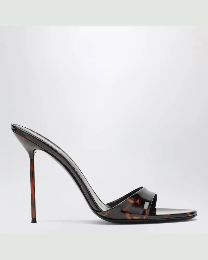 Paris Texas Lidia 105 Mules aus Lackleder in Tortoise Brown