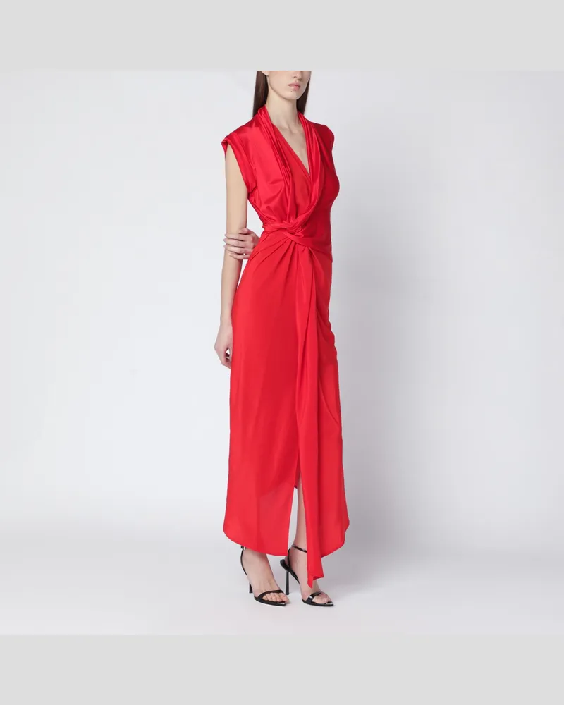Victoria Beckham Geflochtenes rotes Kleid aus glänzendem Jersey 