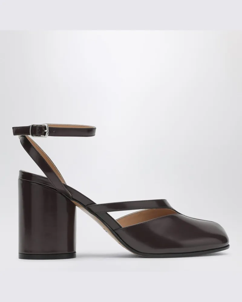 Maison Margiela Braune Tabi-Sandalen aus gebürstetem Leder Braun