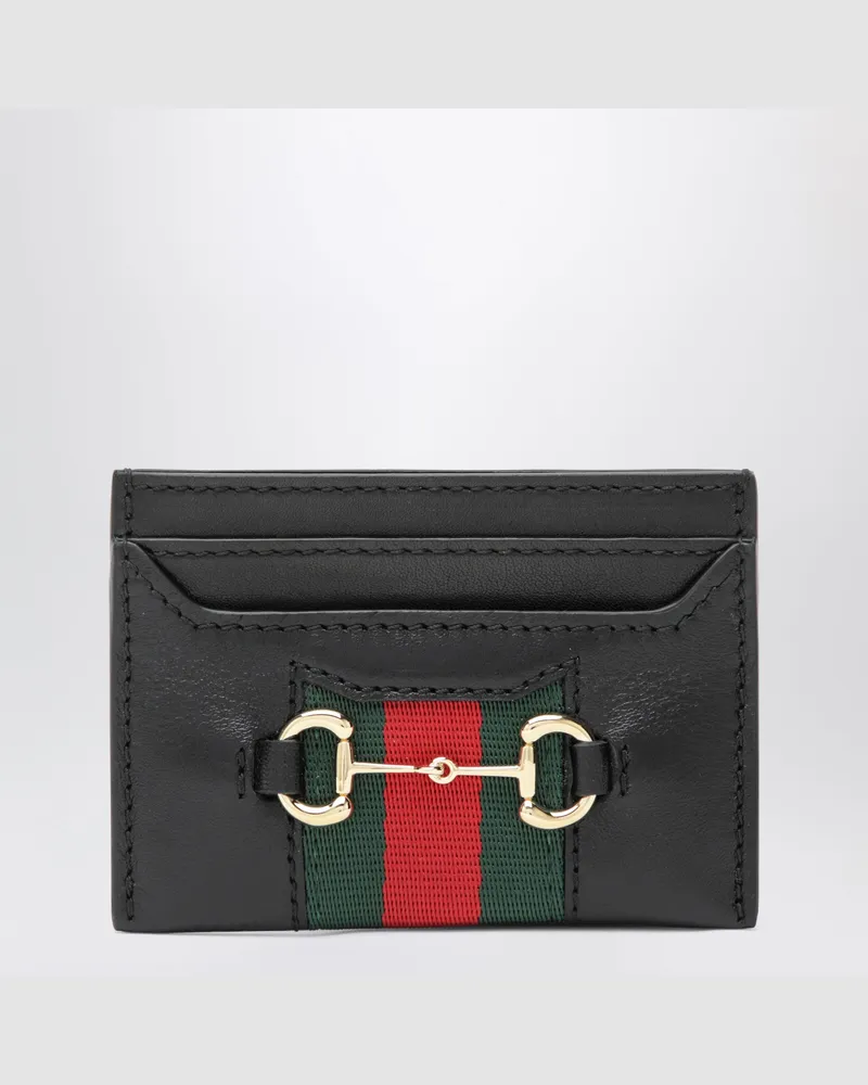 Gucci Web Kartenetui Mit Horsebit Aus Leder Black