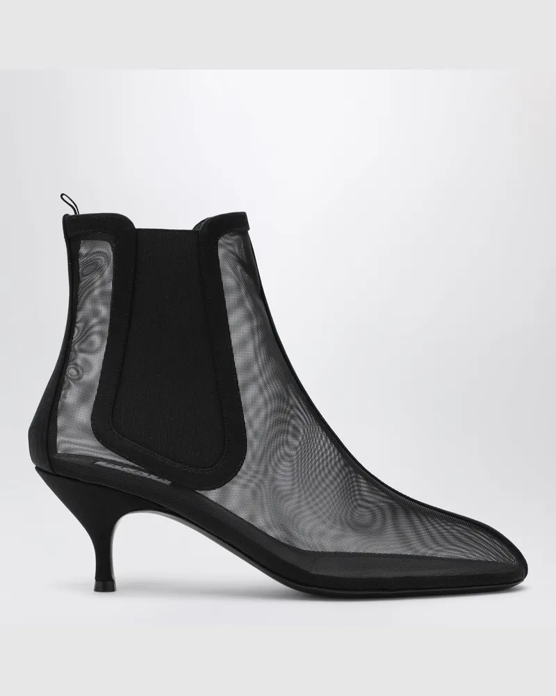 Alaïa Black ankle boots in sheer mesh Black