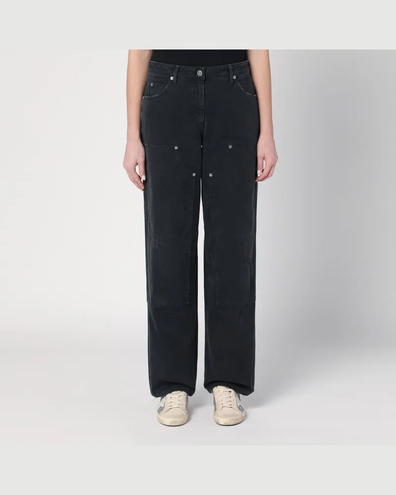 Golden Goose Schwarze weite Hose aus Denim Black