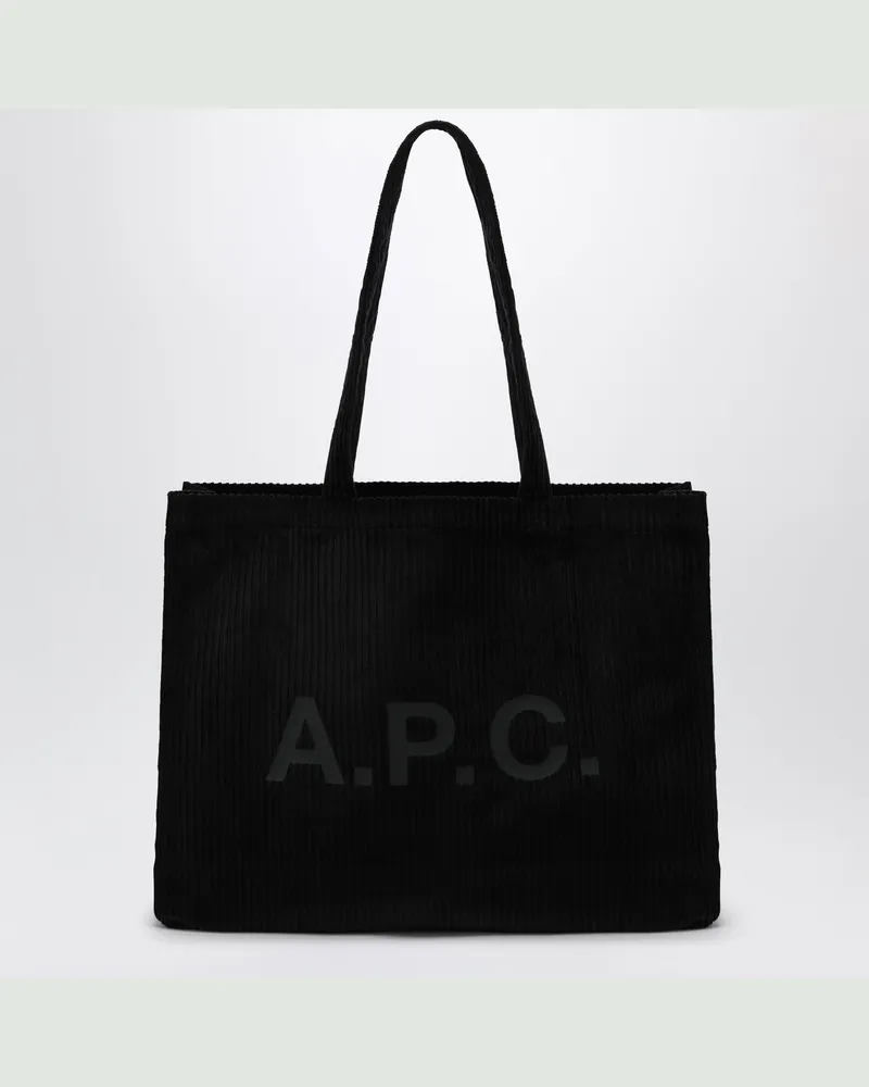 A.P.C. Black Lou Large tote bag in corduroy Black