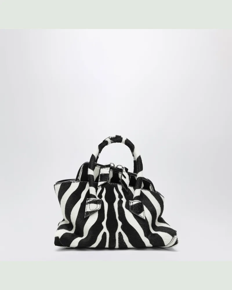 ATTICO La Passeggiata Mini Tasche aus schwarz-weißem Kalbshaarleder White