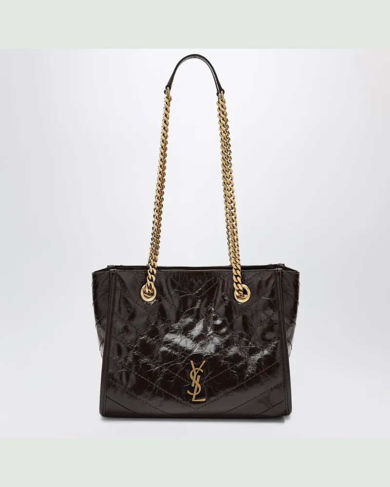 Saint Laurent Kleine braune Niki Shopping-Tasche aus Leder Brown