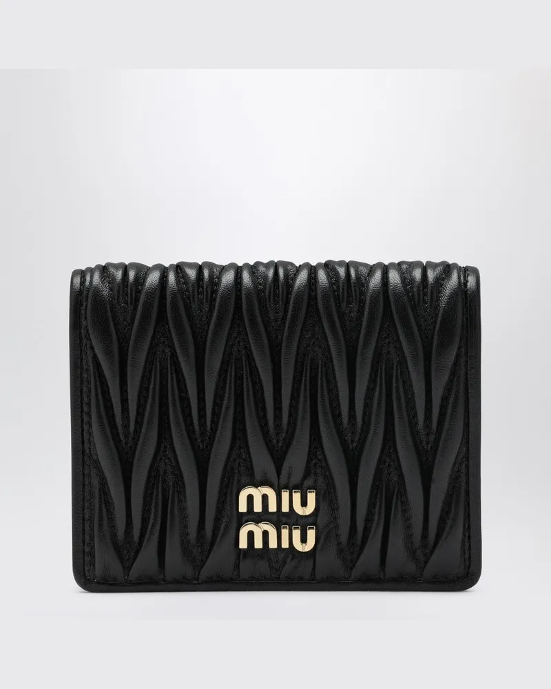 Miu Miu Schwarze Nappa-Leder gesteppte Geldbörse Schwarz