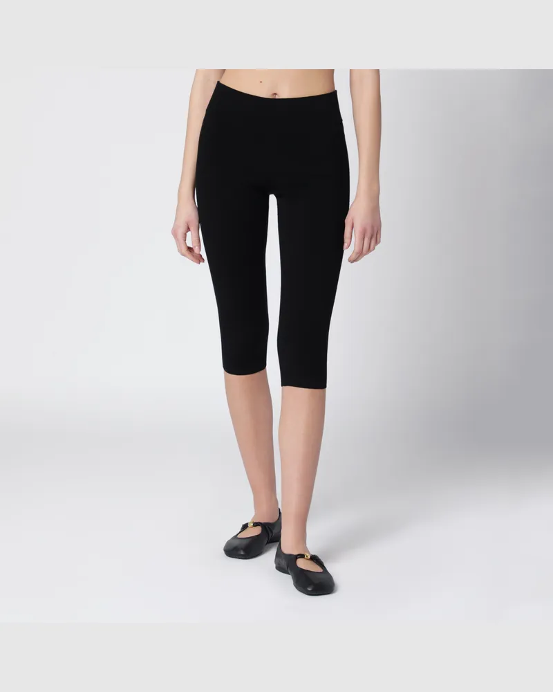 Totême Kurze schwarze Leggings aus Viskosemischung Black
