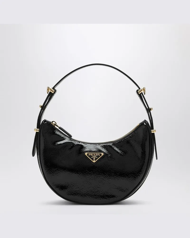 Prada Schwarze Tasche  Arqué aus Naplak-Lackleder Schwarz