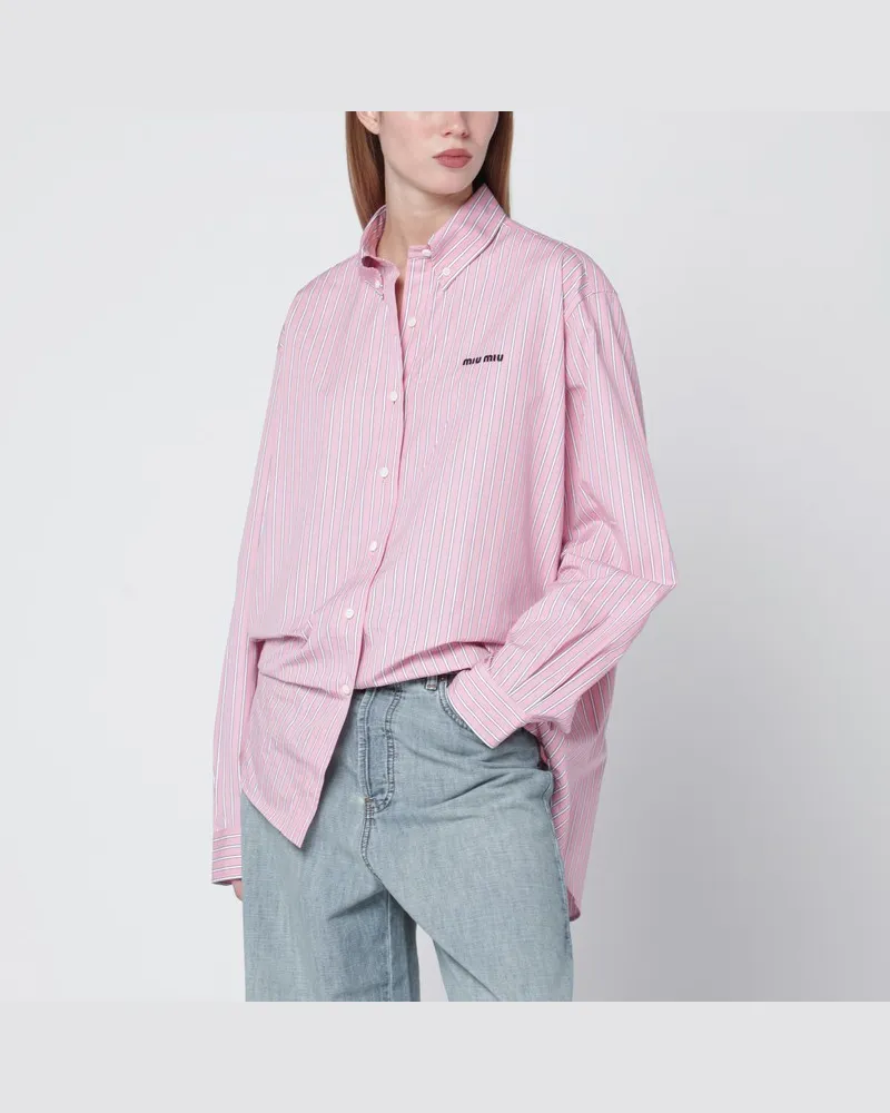 Miu Miu Oversize-Hemd in Rosa mit Logo-Stickerei Rosa