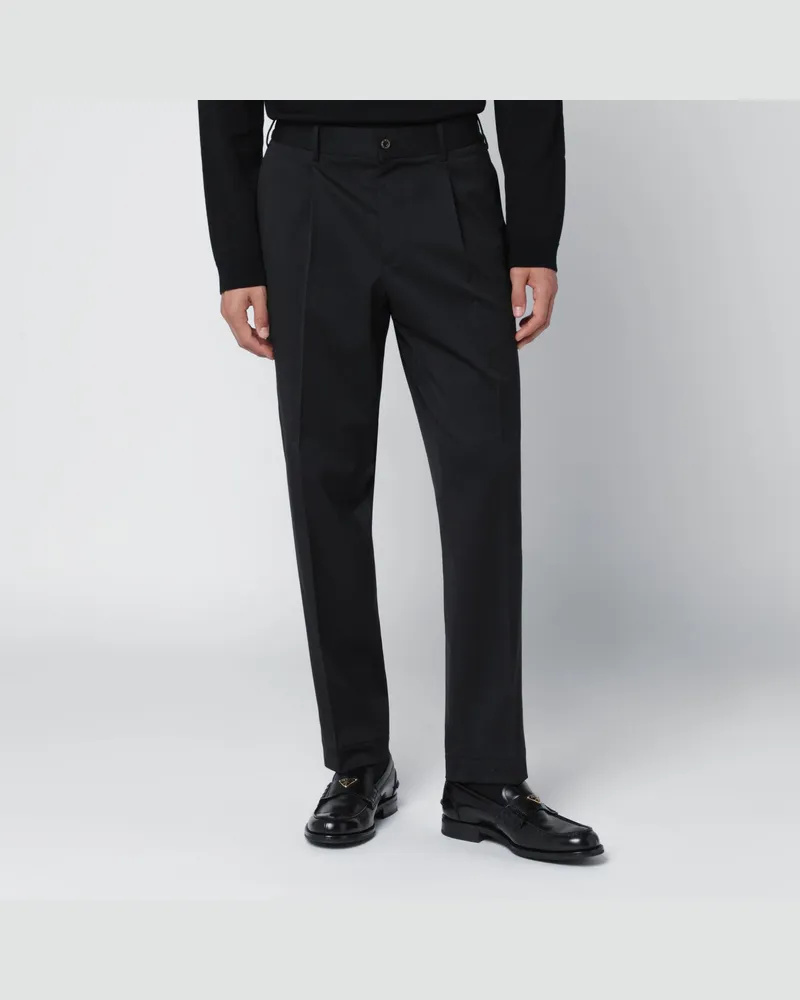 Biagio Santaniello Schwarze Hose aus einer Wollmischung Black