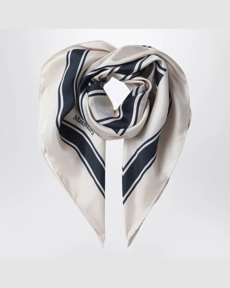 Max Mara Quadratisches Seidentwill-Tuch mit Allover-Print in Marineblau Blue