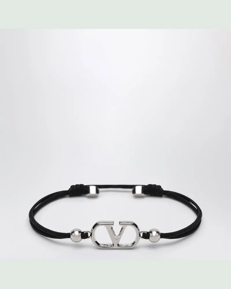 Valentino Garavani Schwarzes VLogo Signature Armband mit Kordel Black