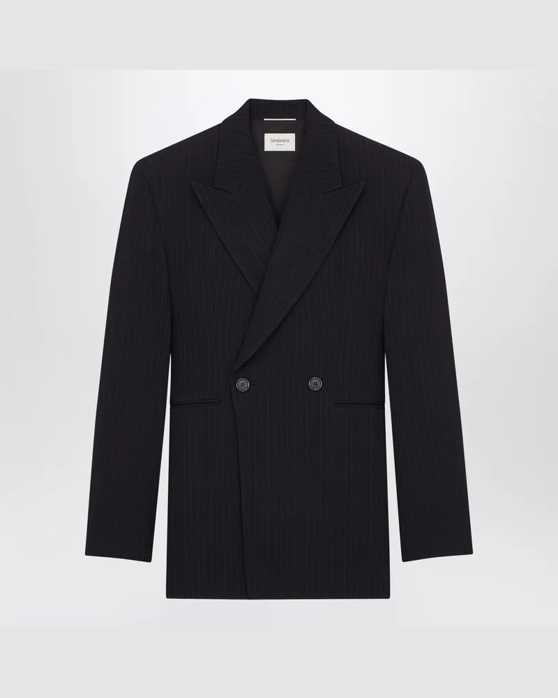 Saint Laurent Schwarze zweireihige Jacke aus Schurwolle Black