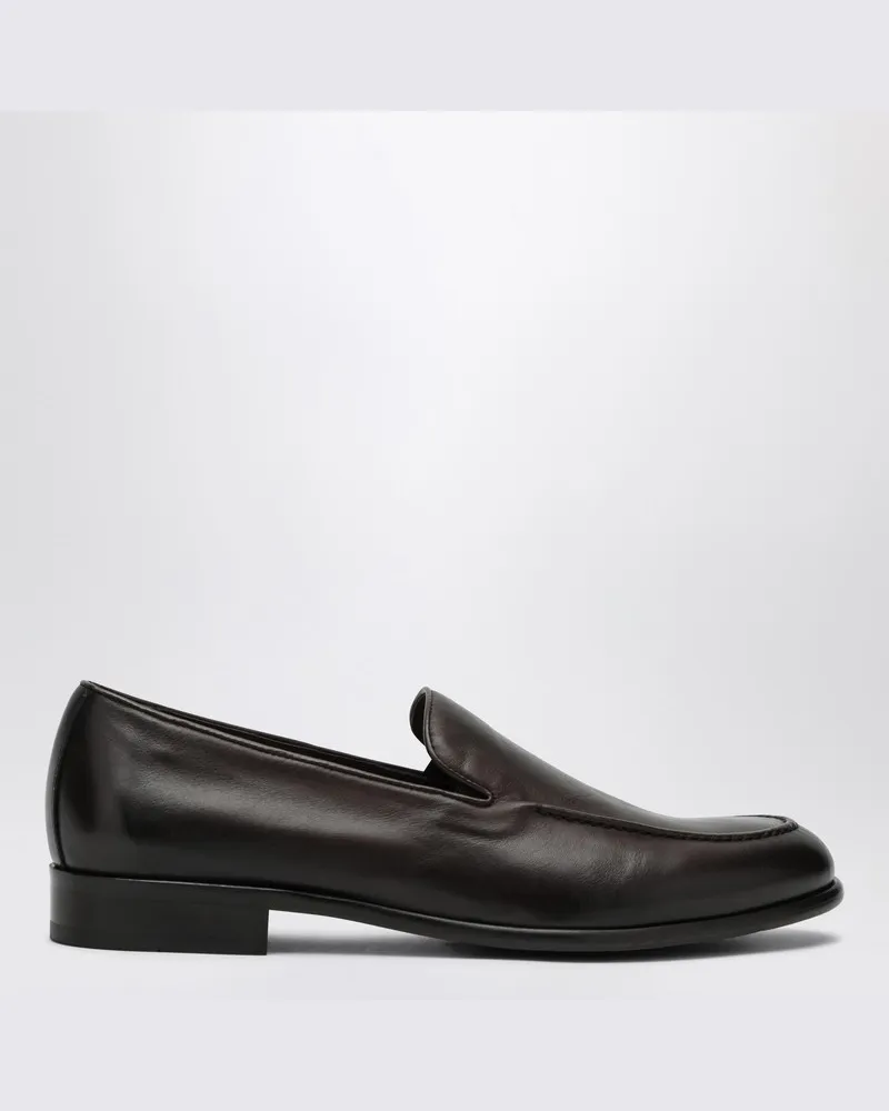 Doucal´s Dunkelbraune Leder Slipper Braun