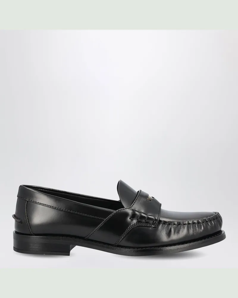 Prada Schwarze Mokassins aus gebürstetem Leder Black